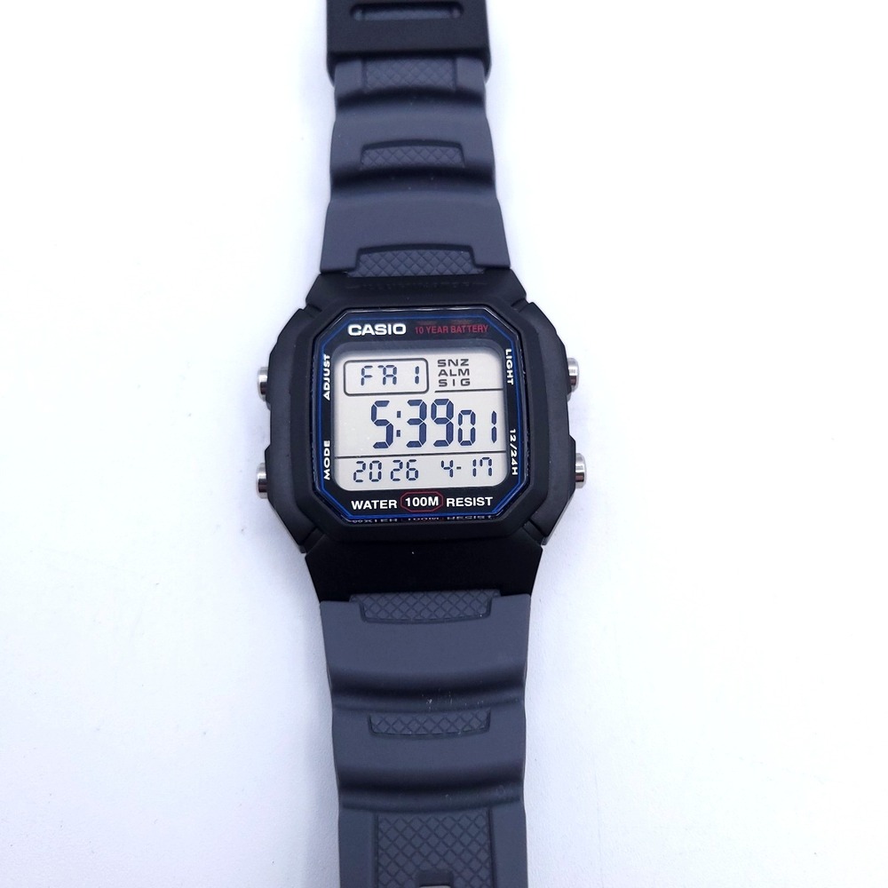 Casio Men's Water 100m Resistant Digital Watch Gray Dial Dual Time W800H